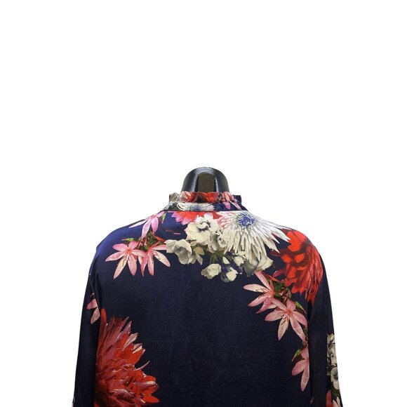 Johnny Was Silk Floral Button-Up Blouse w/Ruffle Collar & Cuffs - Picture 6 of 8